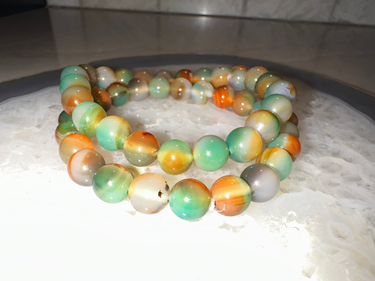 Peacock Agate Crystal Bracelet