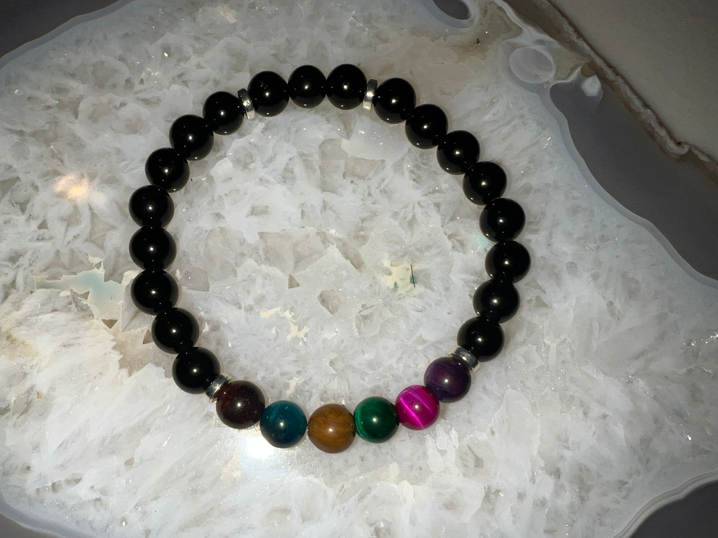 Men’s Colorful Tigers Eye Crystal Bracelet