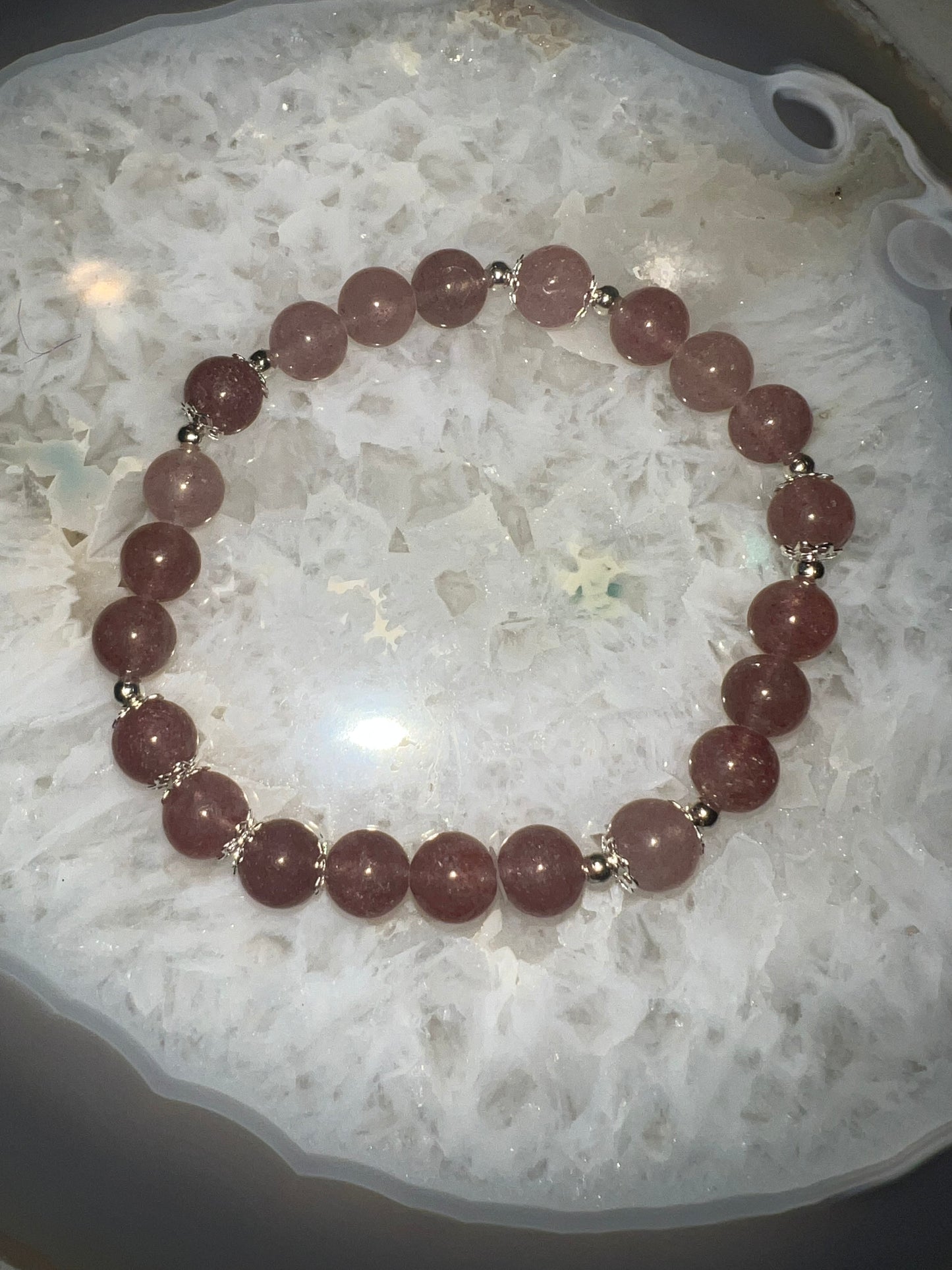 Strawberry Quartz Crystal Bracelet