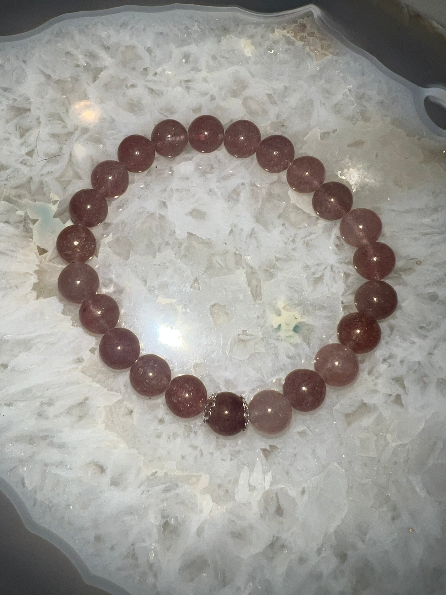 Strawberry Quartz Crystal Bracelet