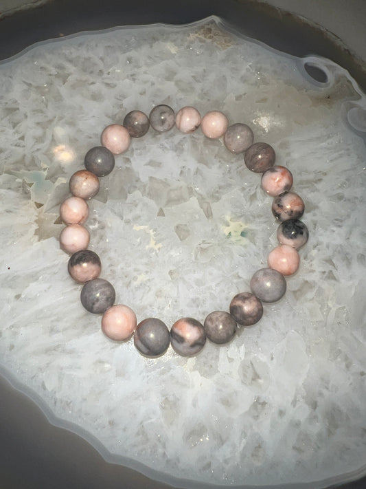 Pink Zebra Jasper Crystal Bracelet