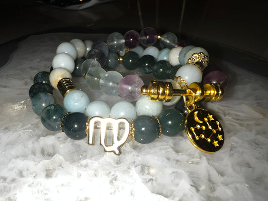 Virgo Zodiac Crystal Bracelet Set