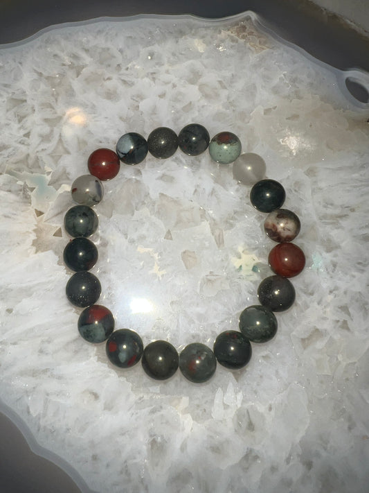African Bloodstone Crystal Bracelet